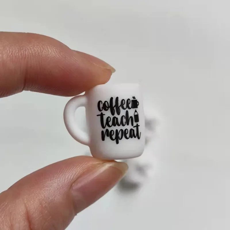 (Pack of 10) New Silicone Beads Focal Coffee Cup Teether Beads Food Grade Baby Chewing Toy Bead DIY Nipple Chain Jewelry Accessories