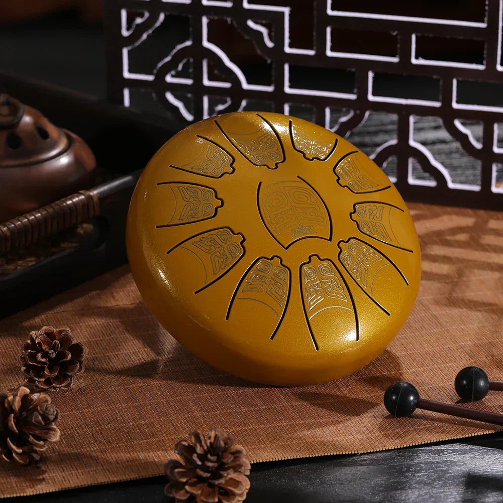 11 Tune Tongue Drum Hand Pan Glucopon Drum Tank with Mallet Drumstick Finger Cot Drumstick Stand Percussion Yoga Meditation Gift