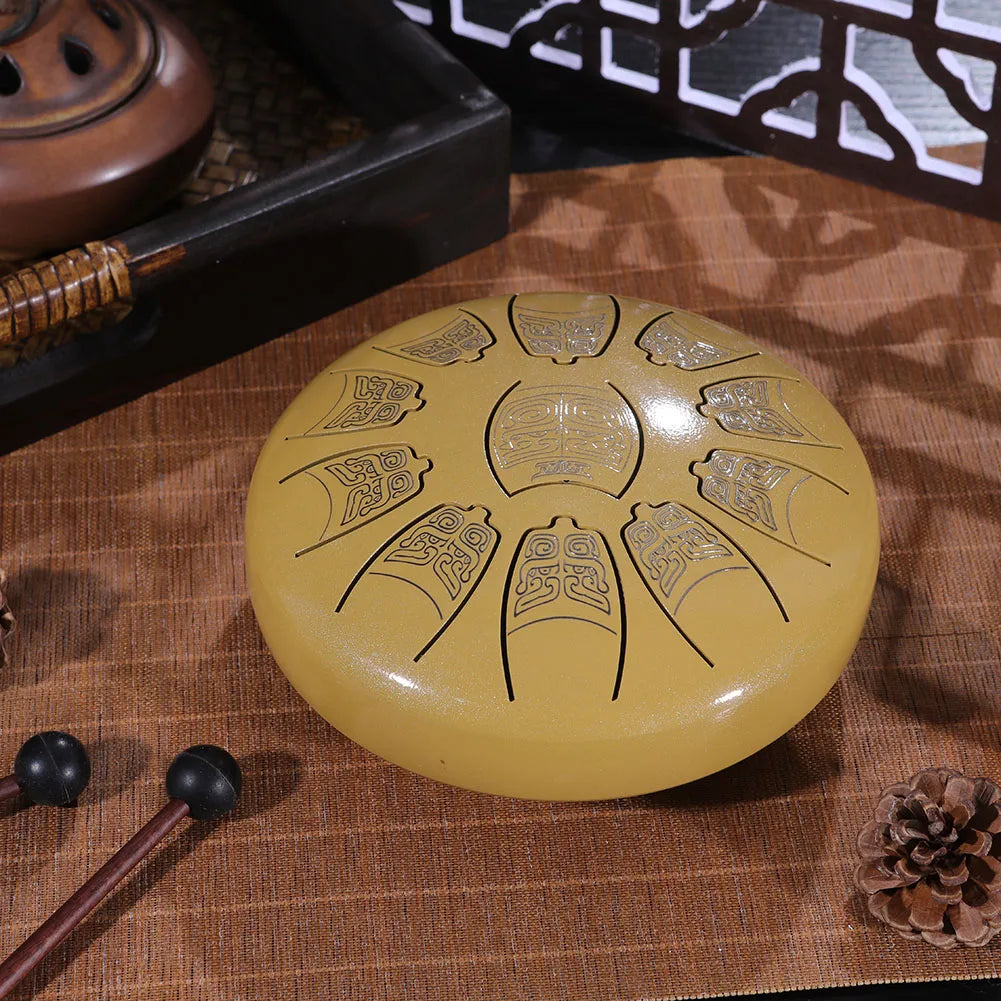 11 Tune Tongue Drum Hand Pan Glucopon Drum Tank with Mallet Drumstick Finger Cot Drumstick Stand Percussion Yoga Meditation Gift