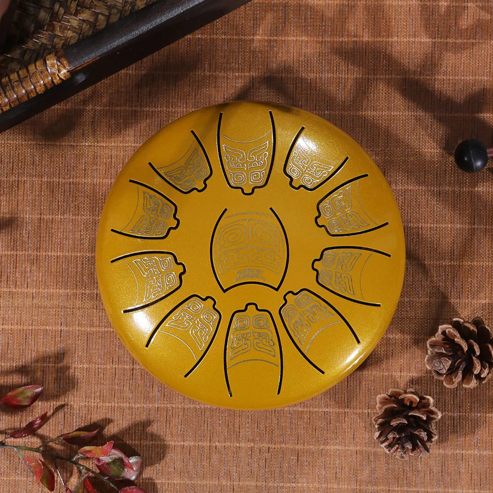 11 Tune Tongue Drum Hand Pan Glucopon Drum Tank with Mallet Drumstick Finger Cot Drumstick Stand Percussion Yoga Meditation Gift