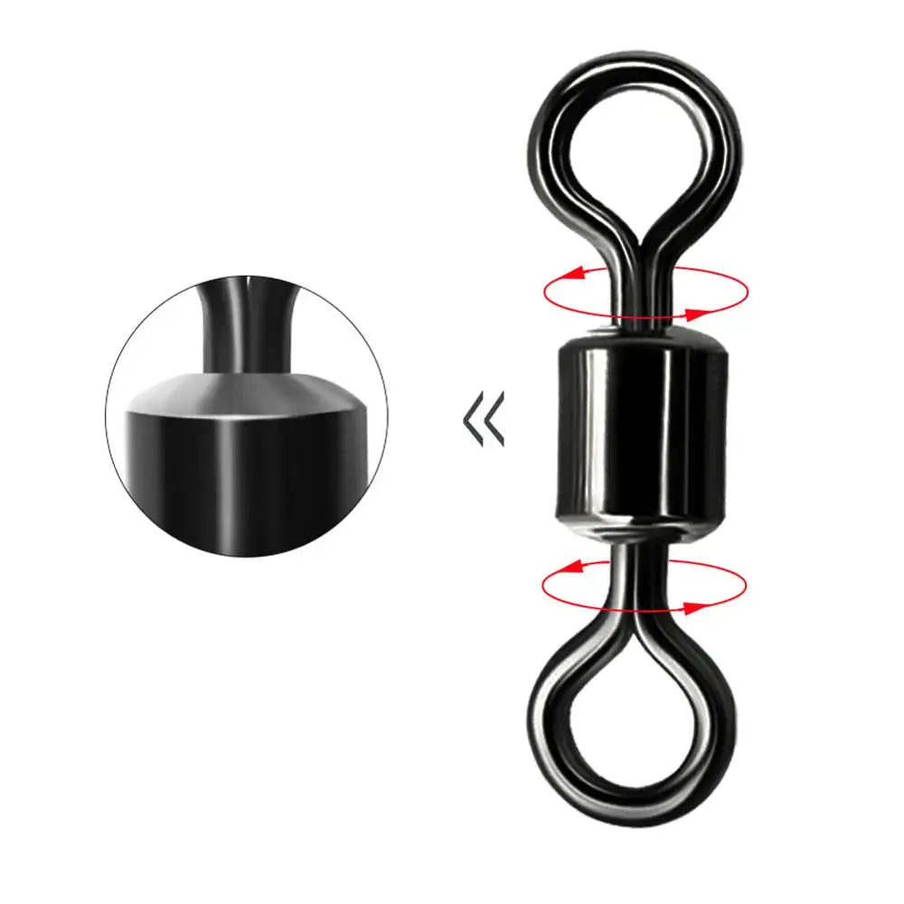 (Pack of 150) /1box 6 Size Fishing Swivel Solid Connector Ball Bearing Snap Fishing Swivels Rolling Stainless Steel Bead Fish Tackle Box