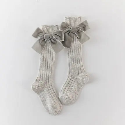 2020 Winter Kids Socks Toddlers Girls Big Bow Socks Knee High Long Soft Socks 100% Cotton Baby Leg Warmers