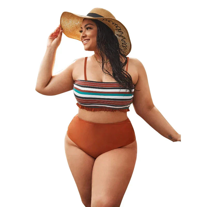 2022 Women Push Up Bikinis Set Swimwear Plus Size High Waist Swimsuit Larges Big Plussize Swimming Suits Bathing Beachwear New