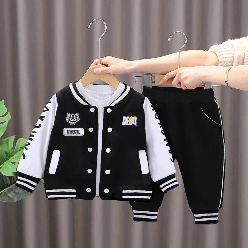 (Pack of 2) 2023 New Kids Baseball Clothing Sets Boys Girls Casual Sports Suit Coat Pant Spring Autumn Thin Baby Tracksuit Outfits 1-4Y