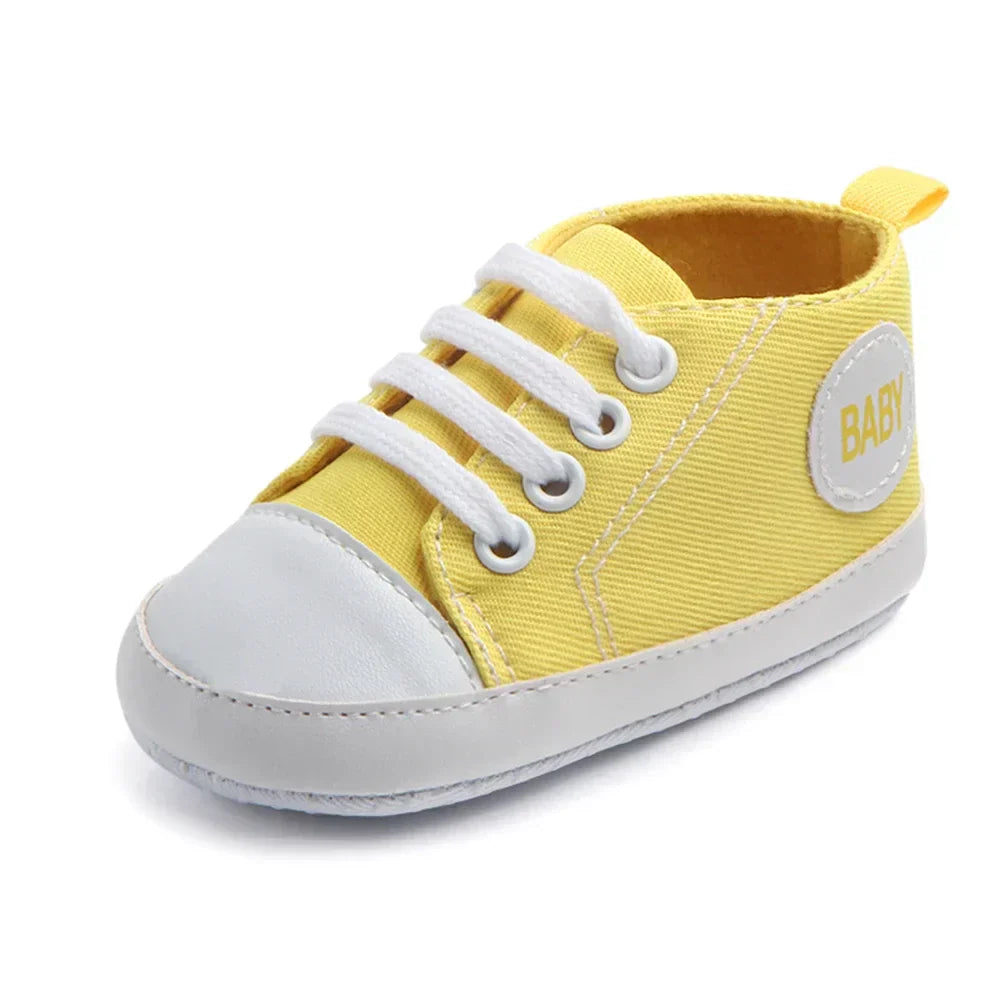 2024 Newborn Sequined Canvas Baby Sneakers Casual Baby Boys Girls Toddler Multi-Color Soft Sole Non-slip Walking Shoes 0-18Month