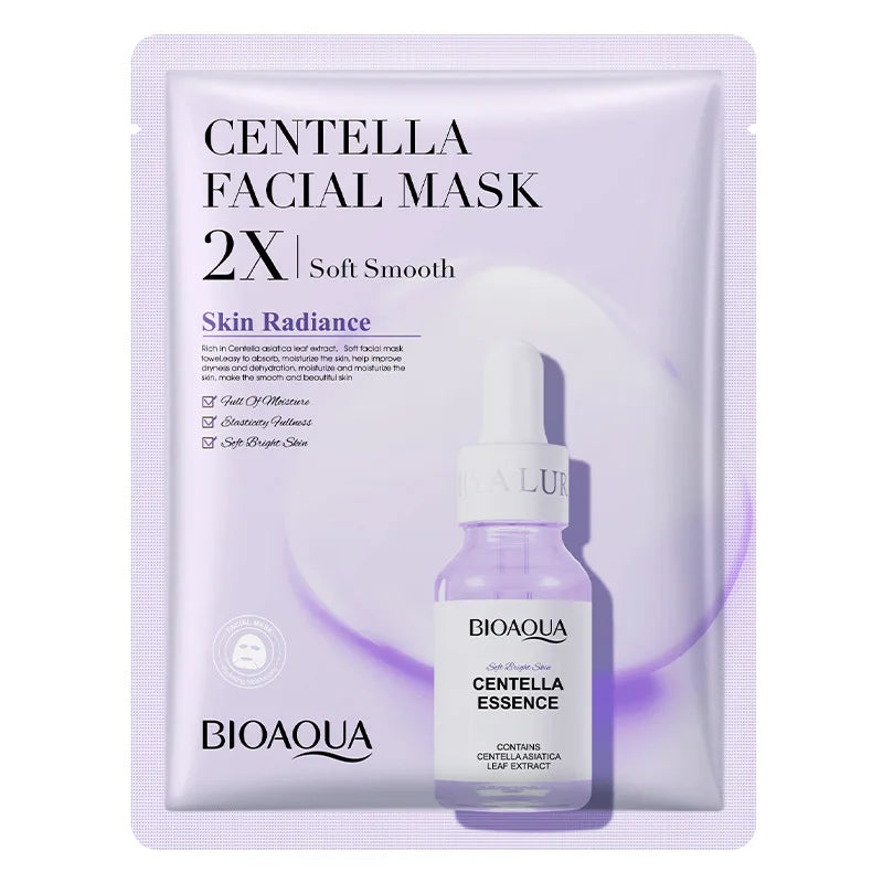 (Pack of 20) BIOAQUA Centella Collagen Face Mask VC Moisturizing Refreshing Sheet Masks Hyaluronic Acid Facial Mask Skin Care Products
