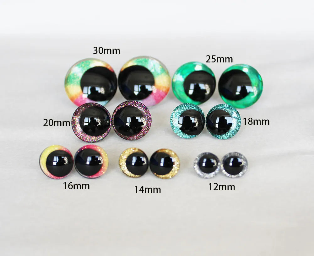 (Pack of 20) NEW 12mm 14 16 18 20 25 30mm 3D Cartoon Clear toy safety strange eyes doll eyes eyes with hard washer-size option