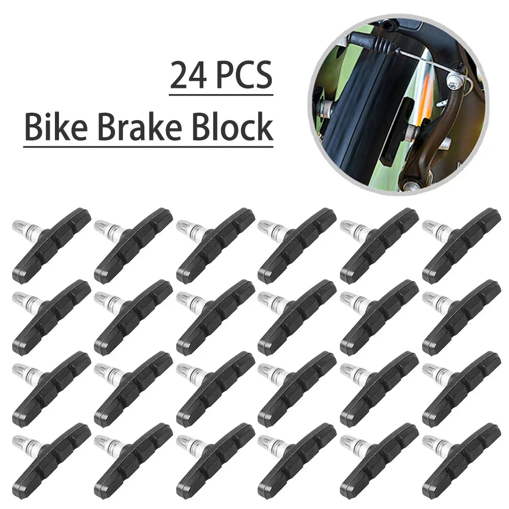 (Pack of 24) V Type Silent Brake Pads Shoes Bike Bicycle Cycling Mountain Bike Dead Speed Brake Pads V Brake System Brake Cycling Part