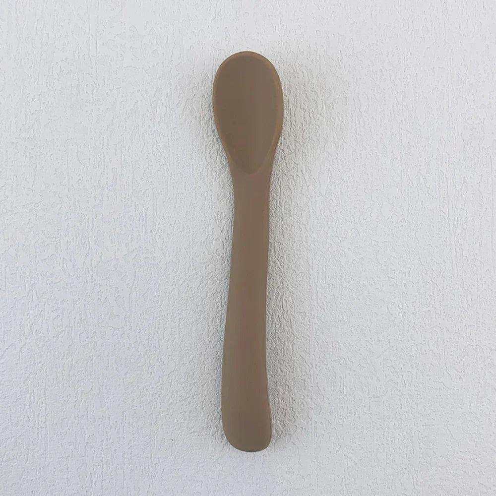 (Pack of 2) Baby Learning Spoons Silicone Utensils Set Newborn Feeding Spoon Set Cute Toddler Scoop Weaning Cutlery Children’S Tablewar