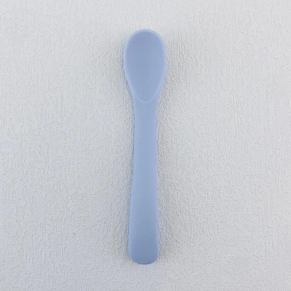 (Pack of 2) Baby Learning Spoons Silicone Utensils Set Newborn Feeding Spoon Set Cute Toddler Scoop Weaning Cutlery Children’S Tablewar
