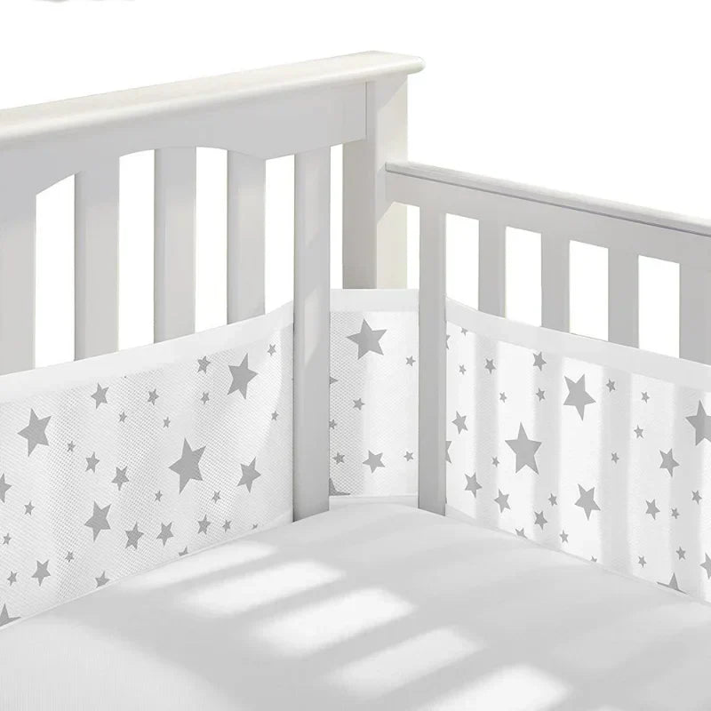 (Pack of 2) /Set Baby Mesh Crib Bumper Liner Breathable Summer Infant Bedding Bumpers born Cot Bed Around Protector