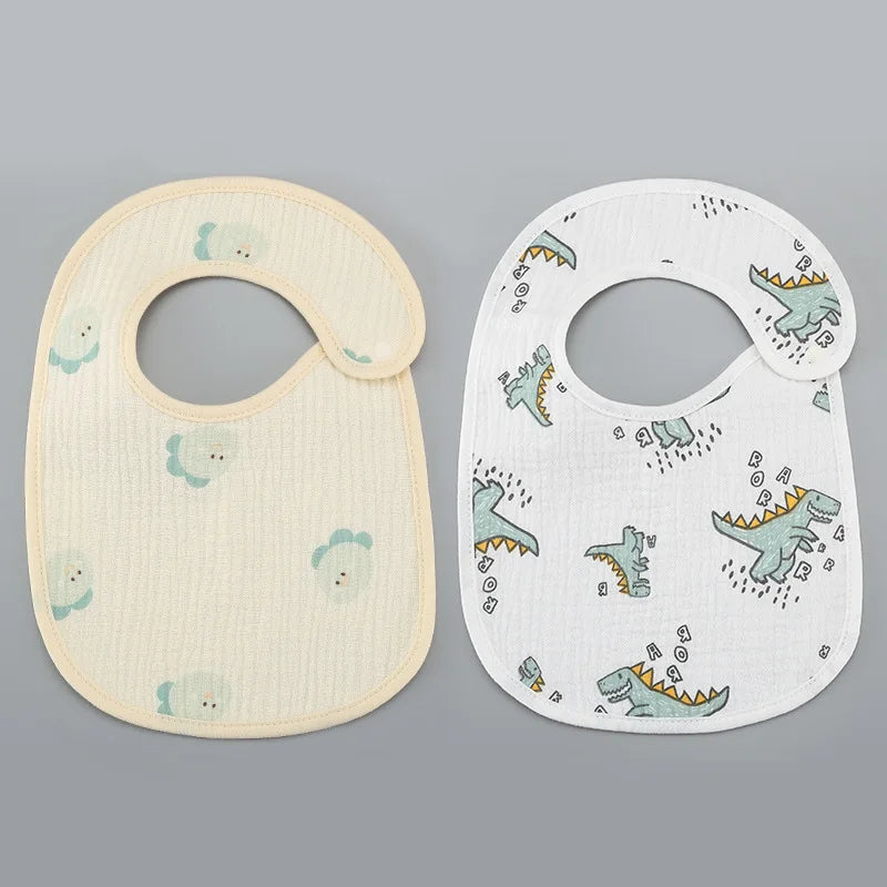 (Pack of 2) /set Cotton Waterproof Baby Bibs Summer Infant Bib Newborn Burp Cloths Bandana for Kids Boys Girls Soft Feeding Saliva Towel
