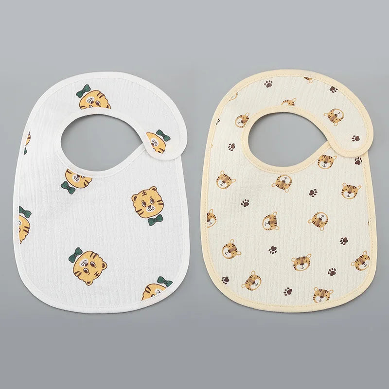 (Pack of 2) /set Cotton Waterproof Baby Bibs Summer Infant Bib Newborn Burp Cloths Bandana for Kids Boys Girls Soft Feeding Saliva Towel