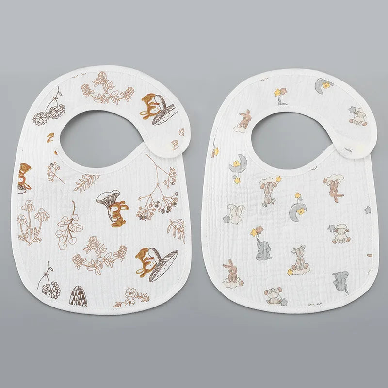 (Pack of 2) /set Cotton Waterproof Baby Bibs Summer Infant Bib Newborn Burp Cloths Bandana for Kids Boys Girls Soft Feeding Saliva Towel