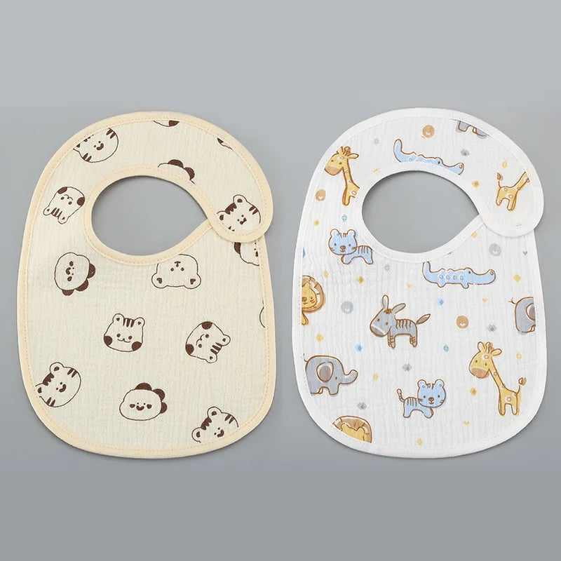 (Pack of 2) /set Cotton Waterproof Baby Bibs Summer Infant Bib Newborn Burp Cloths Bandana for Kids Boys Girls Soft Feeding Saliva Towel