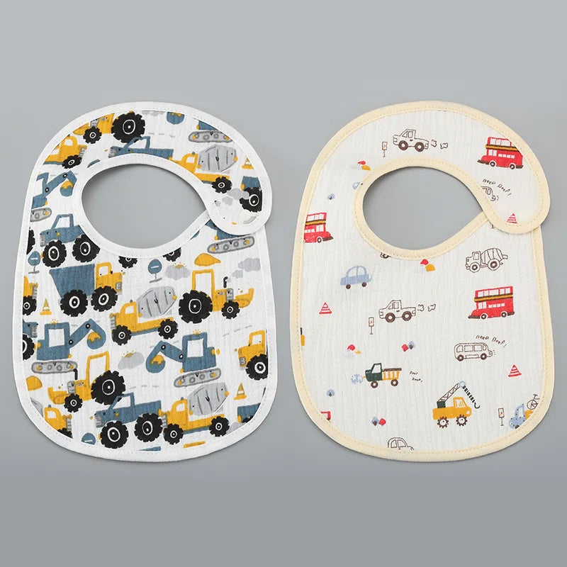 (Pack of 2) /set Cotton Waterproof Baby Bibs Summer Infant Bib Newborn Burp Cloths Bandana for Kids Boys Girls Soft Feeding Saliva Towel