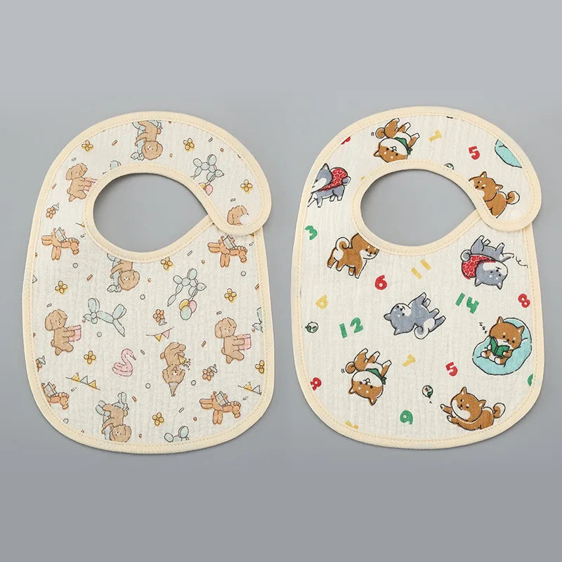 (Pack of 2) /set Cotton Waterproof Baby Bibs Summer Infant Bib Newborn Burp Cloths Bandana for Kids Boys Girls Soft Feeding Saliva Towel