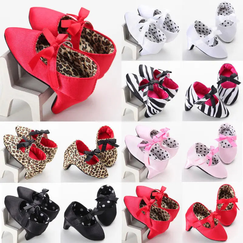 3-8 Months Newborn Baby Girls Shoes Toddler Princess Bowknot Crib Shoes with High Heels for Photos Photography Props Babe Items
