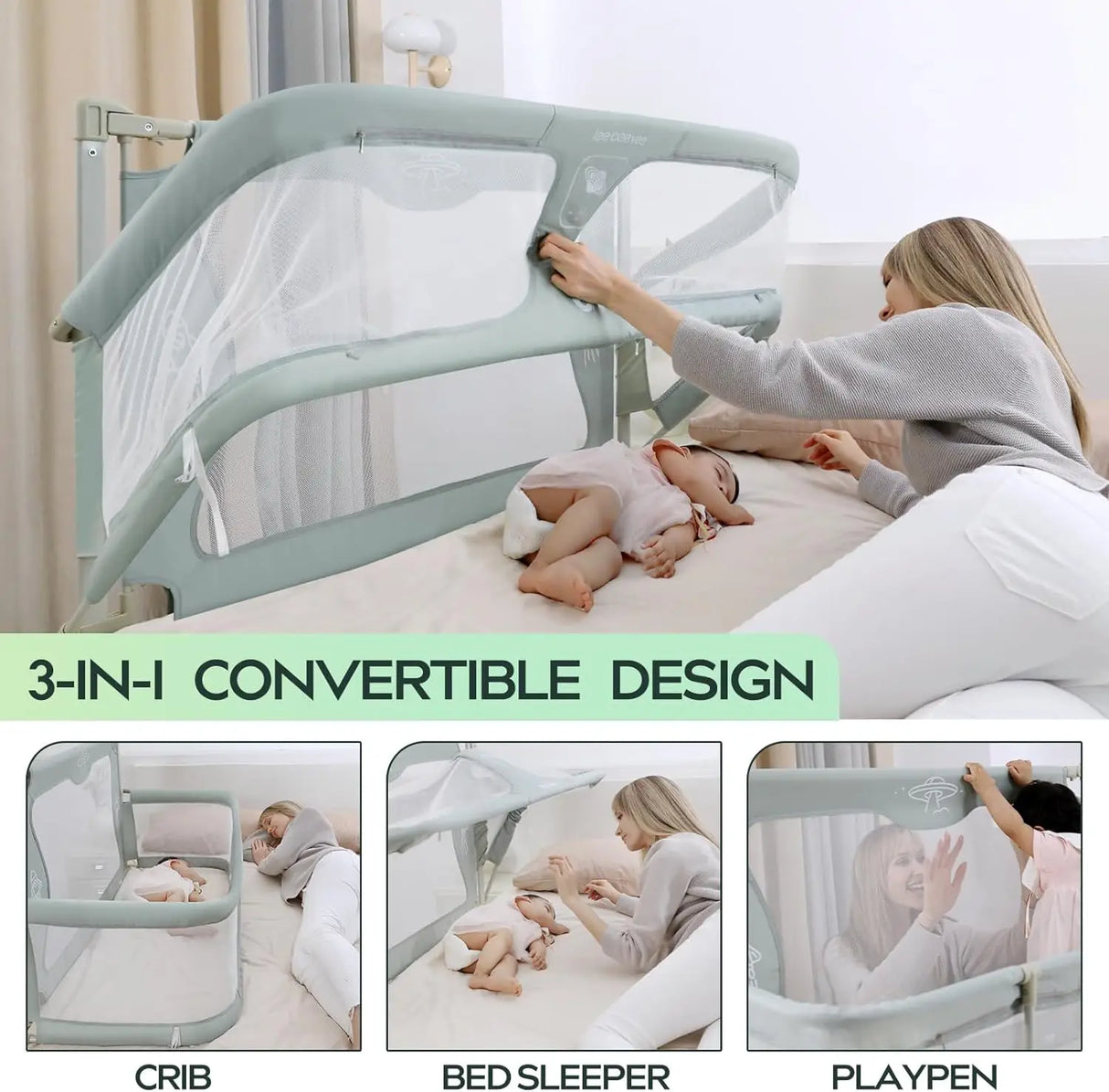 3 In 1 Baby Bed Guardrail Crib For Infants Bed Barrier Safety Rail Fence Cot Baby Cribs Adaptable To Bed