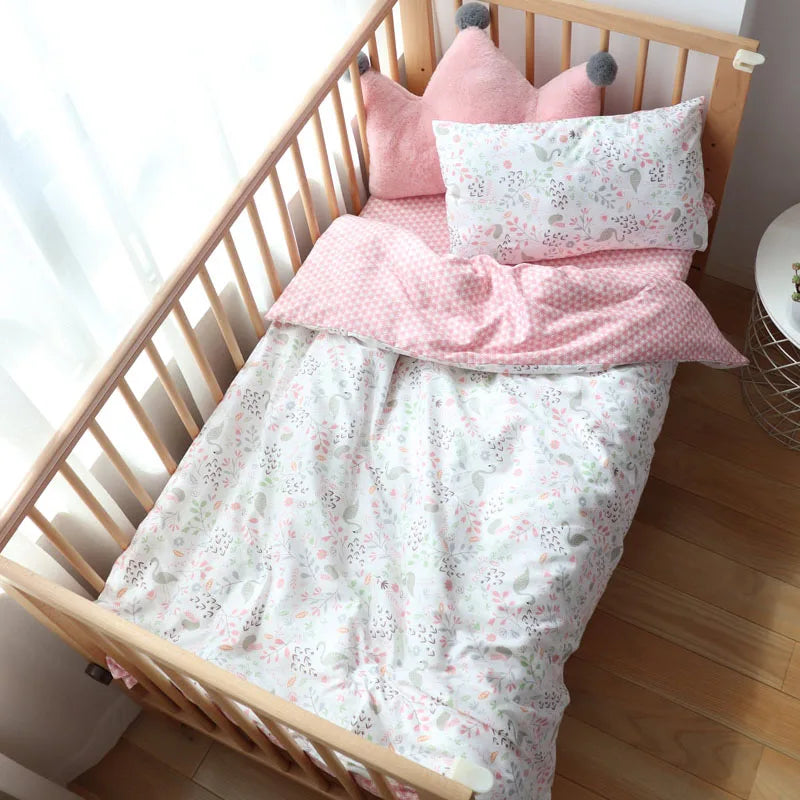 (Pack of 3) Baby Crib Bedding Set Cotton Bed Linens Boy Girl Cot kit Include Pillowcase Sheet Duvet Cover Children Room Decoration