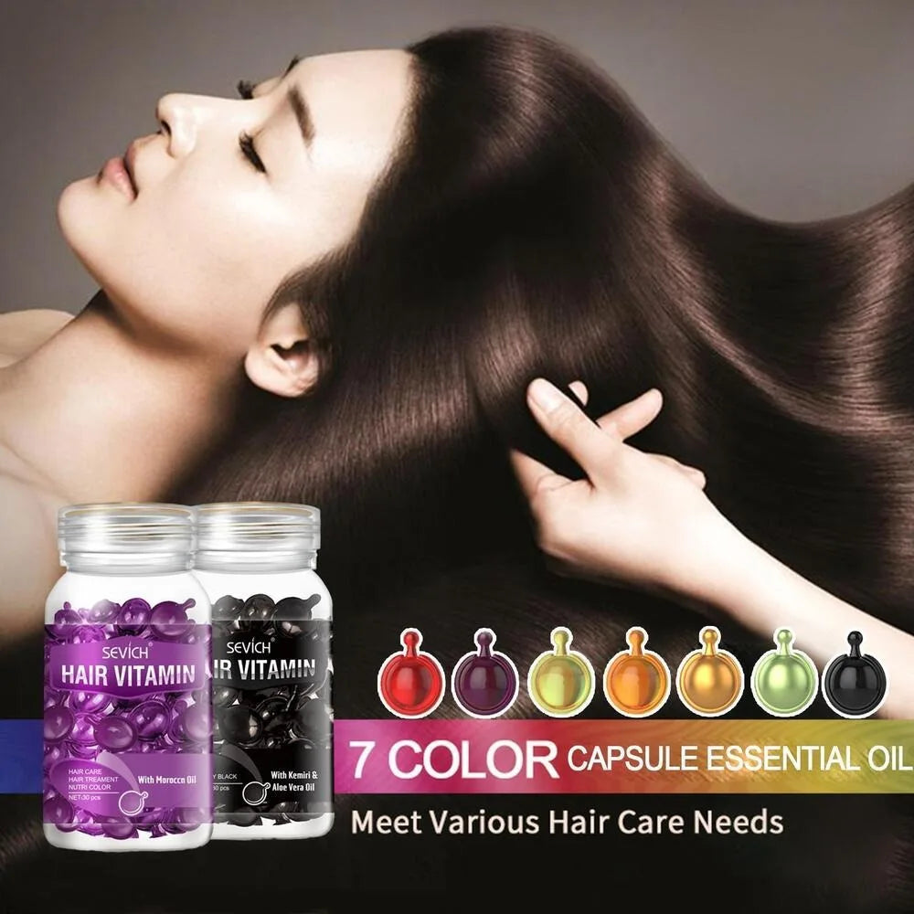 (Pack of 30) \1 bottle Soft Smooth Silky Hair Care Capsule Keratin Complex Repair Oil Anti-fruit Essential Oil Burn Damaged Essence