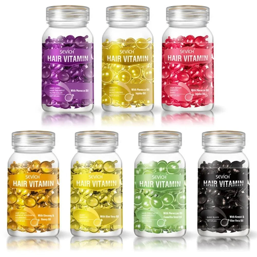 (Pack of 30) \1 bottle Soft Smooth Silky Hair Care Capsule Keratin Complex Repair Oil Anti-fruit Essential Oil Burn Damaged Essence