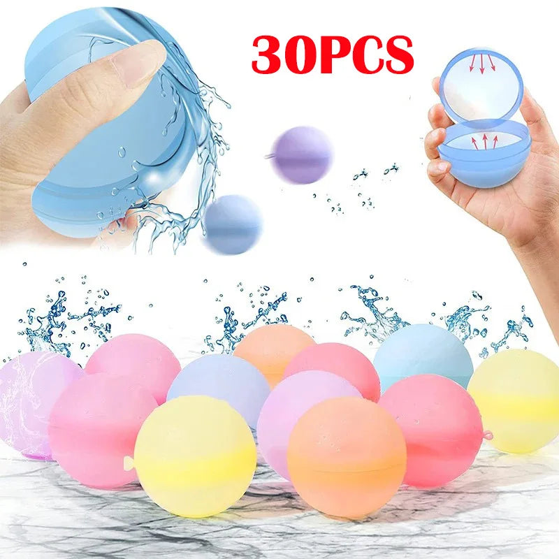 (Pack of 30) Water Balloons Reusable Refillable Water Balloon Quick Fill Self Sealing Water Bomb Splash Balls for Kids Swimming Pool