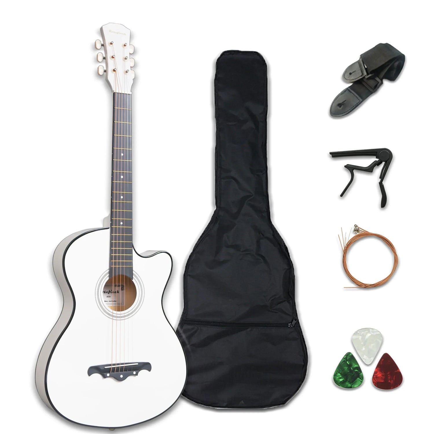 41/38 Inch Acoustic Guitar for Travel Beginners Adults Kit with Capo Picks Bag 6 Steel Strings Guitarra for Teens AGT16