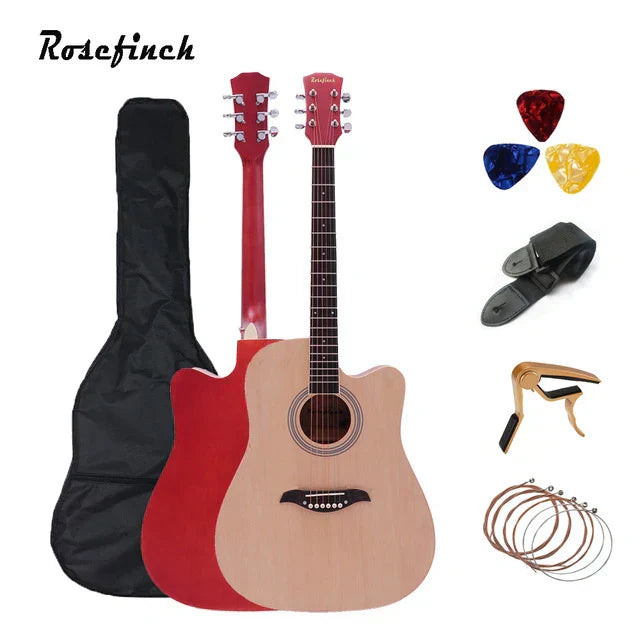 41/38 Inch Acoustic Guitar for Travel Beginners Adults Kit with Capo Picks Bag 6 Steel Strings Guitarra for Teens AGT16