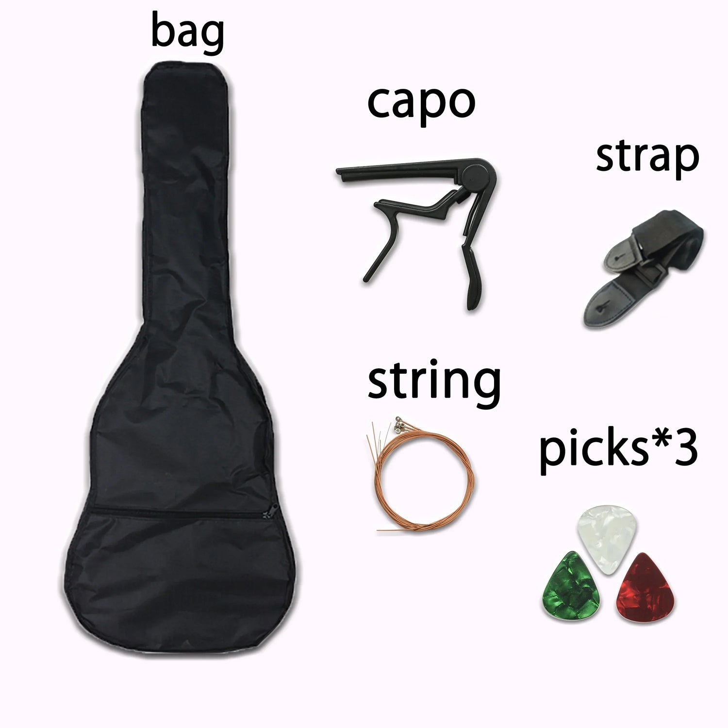 41/38 Inch Acoustic Guitar for Travel Beginners Adults Kit with Capo Picks Bag 6 Steel Strings Guitarra for Teens AGT16