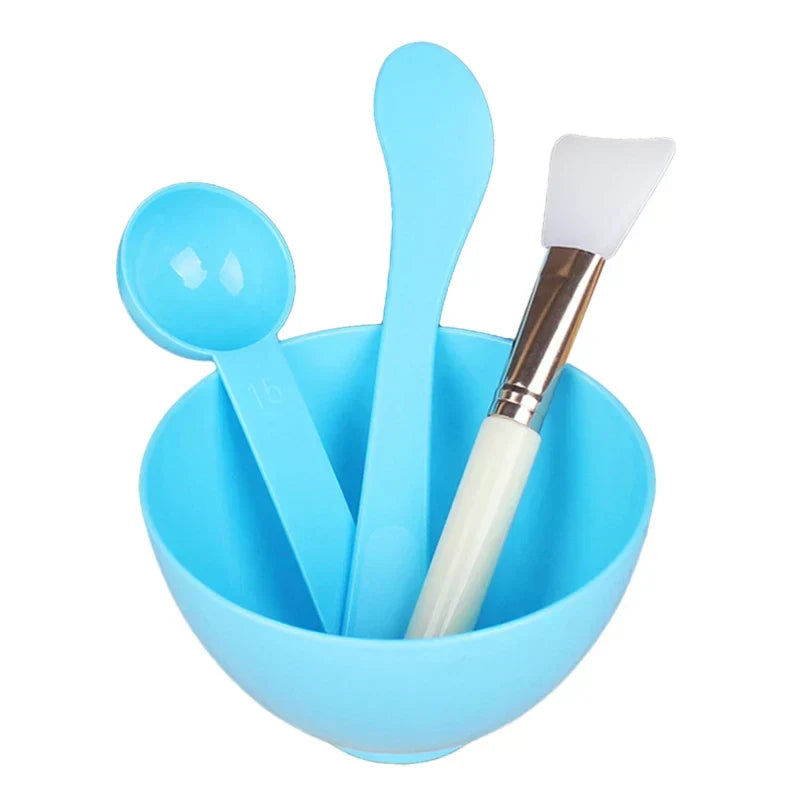 (Pack of 4) Silicone Facial Makeup Brushes with Face Mask Mixing Bowl Set Cosmetic Spatula Beauty Skin Care Full Kit Tools Candy Color