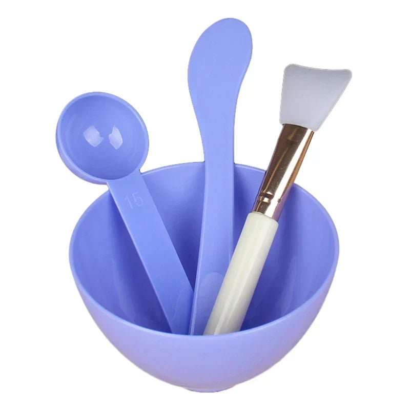 (Pack of 4) Silicone Facial Makeup Brushes with Face Mask Mixing Bowl Set Cosmetic Spatula Beauty Skin Care Full Kit Tools Candy Color