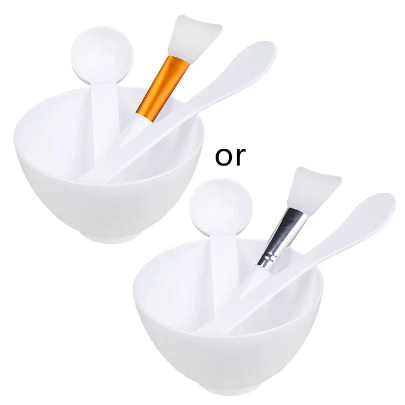 (Pack of 4) Silicone Facial Makeup Brushes with Face Mask Mixing Bowl Set Cosmetic Spatula Beauty Skin Care Full Kit Tools Candy Color