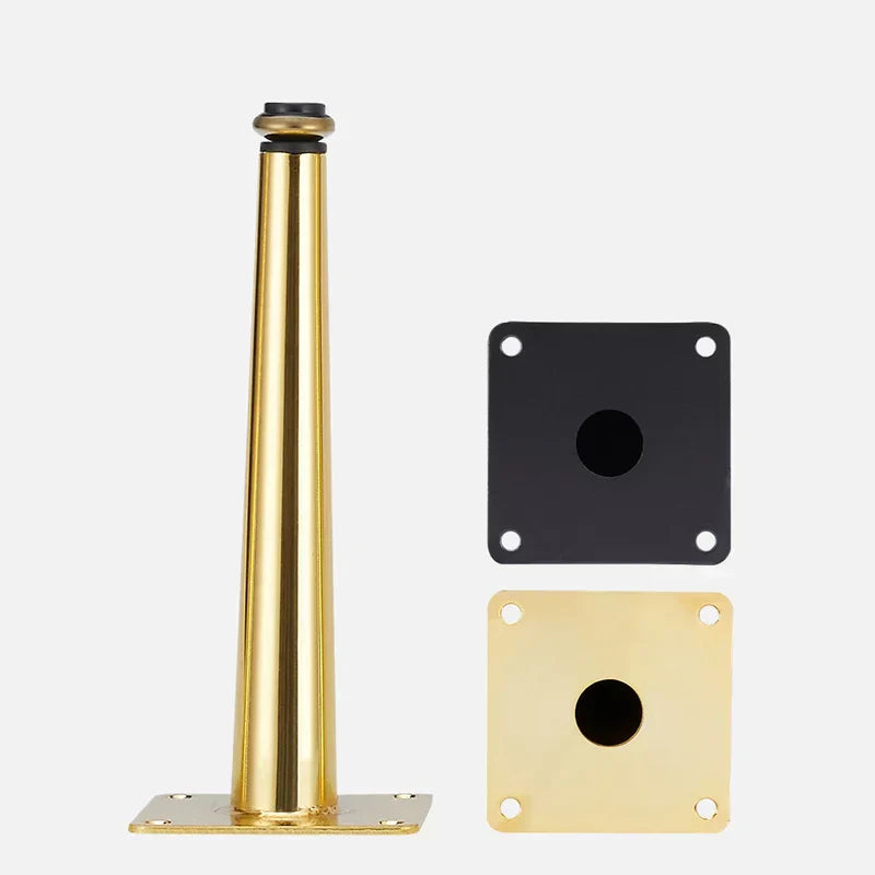 (Pack of 4) Furniture Legs Gold Black Adjustable Tapered Metal Feet for Table Sofa Cupboard Cabinet Stool Chair Feet Accessories