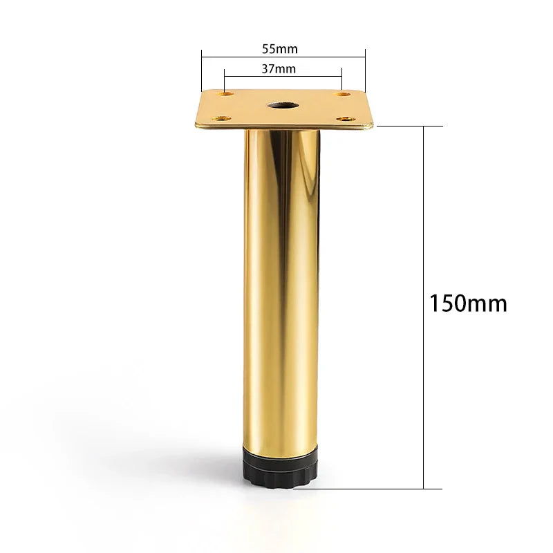 (Pack of 4) Furniture Legs Gold Black Adjustable Tapered Metal Feet for Table Sofa Cupboard Cabinet Stool Chair Feet Accessories
