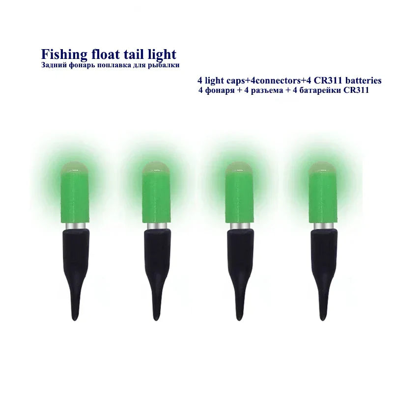 4Sets Electric Fishing Floats Tail LED Electronic Light+4 CR311+1 Bag Hooks Luminous Drifting LED Light Fishing Accessories