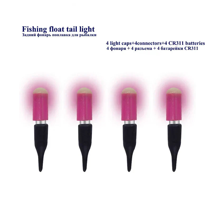 4Sets Electric Fishing Floats Tail LED Electronic Light+4 CR311+1 Bag Hooks Luminous Drifting LED Light Fishing Accessories