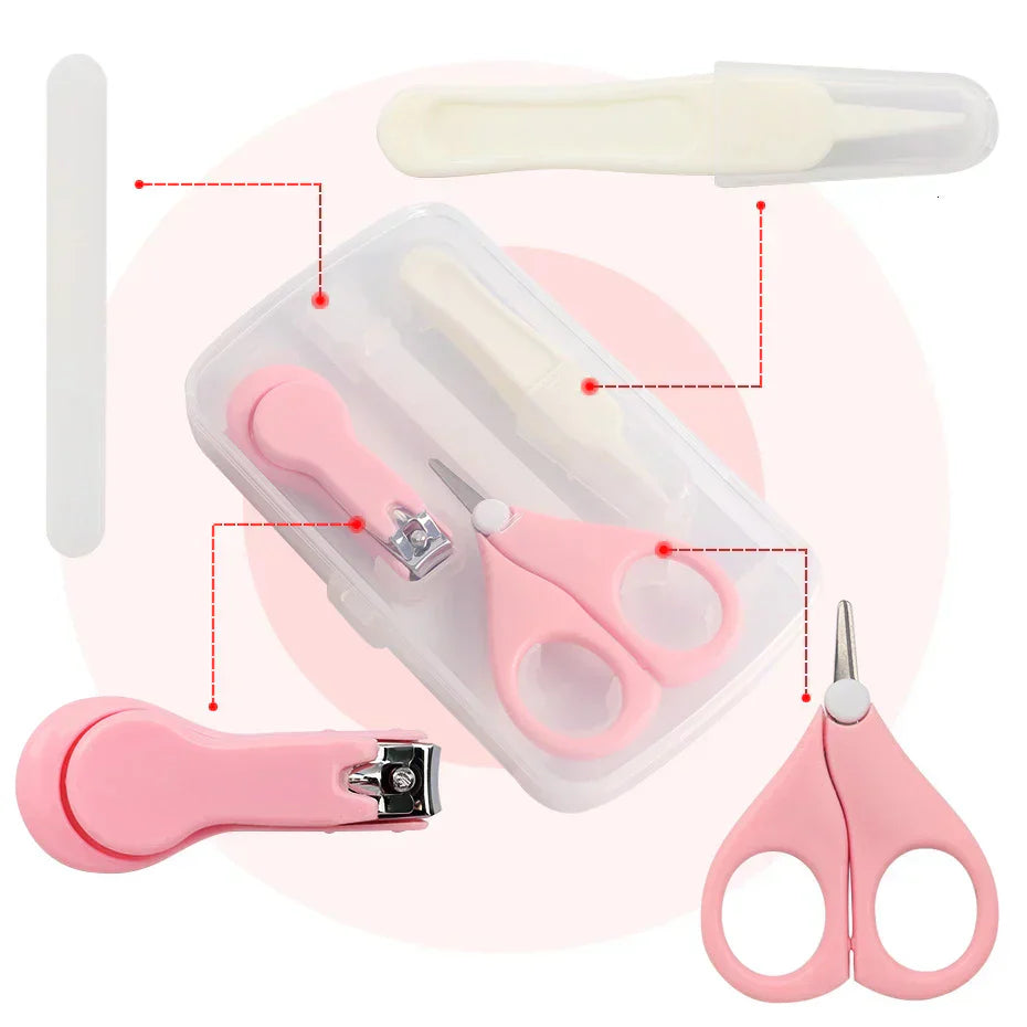 (Pack of 4) Baby Healthcare Kits Baby Nail Care Set Infant Finger Trimmer Scissors Nail Clippers Storage Box For Travel
