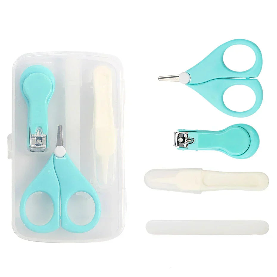 (Pack of 4) Baby Healthcare Kits Baby Nail Care Set Infant Finger Trimmer Scissors Nail Clippers Storage Box For Travel
