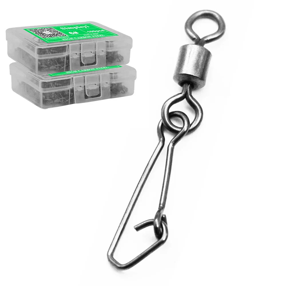 (Pack of 100) 50/ Fishing Connector 3/0#-14# Barrel Swivels Snap Rolling Swivel For Fishhook Link Fishing Lure Tackle Accessories