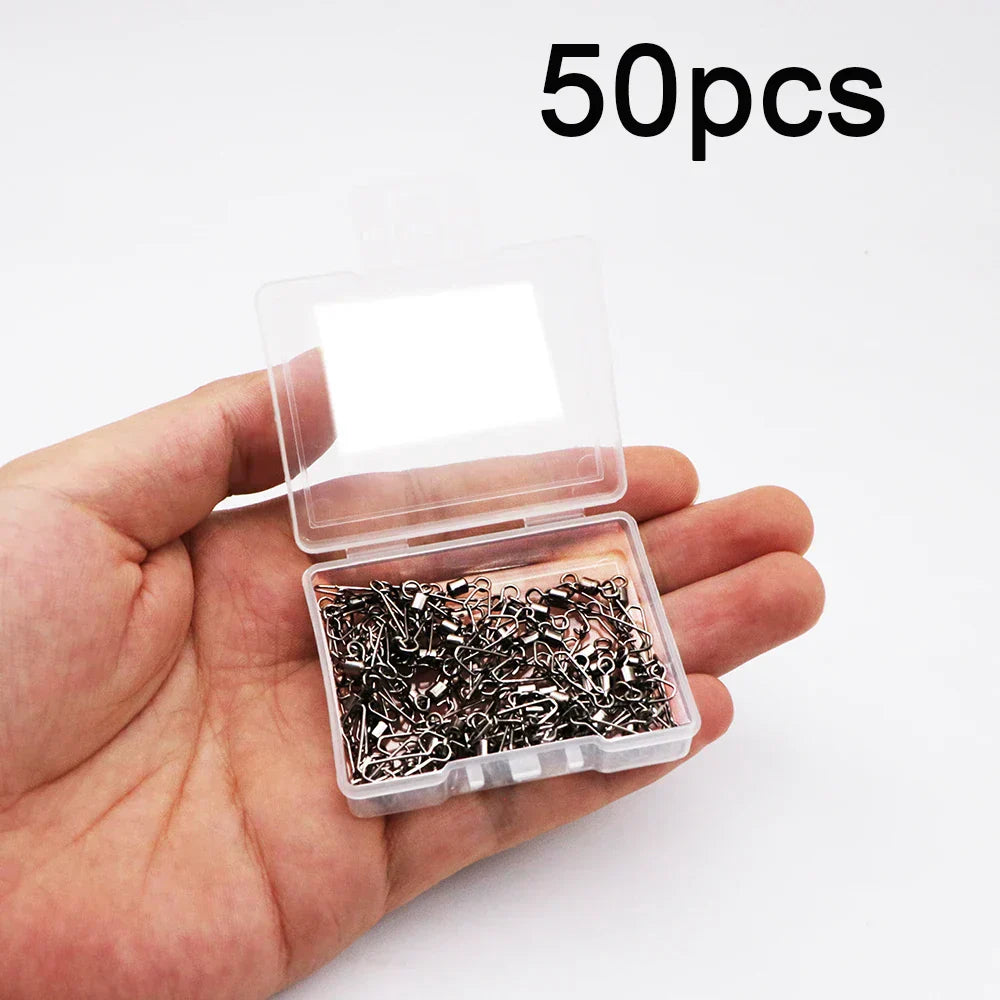 (Pack of 100) 50/ Fishing Connector 3/0#-14# Barrel Swivels Snap Rolling Swivel For Fishhook Link Fishing Lure Tackle Accessories