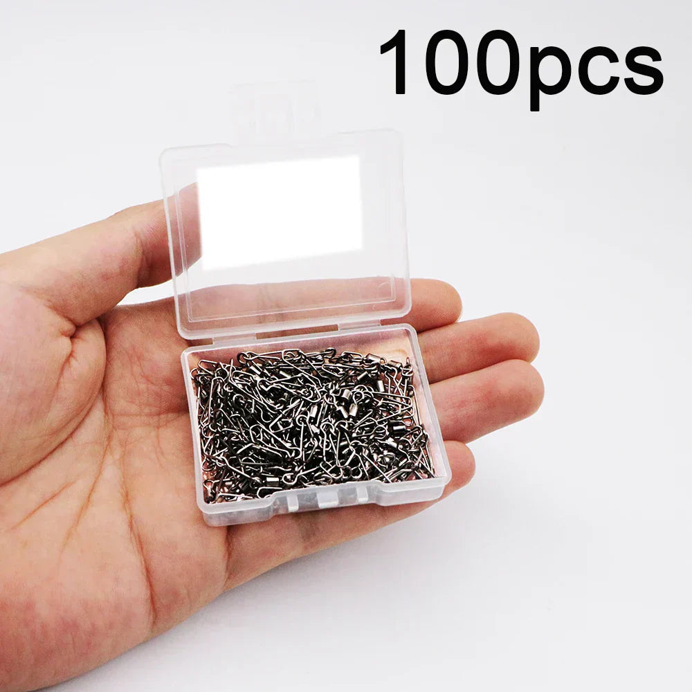 (Pack of 100) 50/ Fishing Connector 3/0#-14# Barrel Swivels Snap Rolling Swivel For Fishhook Link Fishing Lure Tackle Accessories