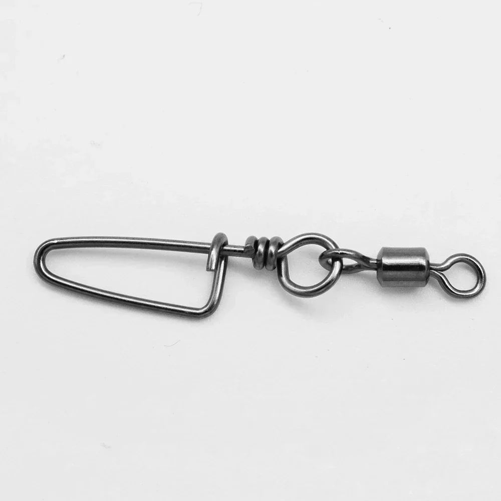 (Pack of 100) 50-/ 1box Fishing Connector Swivels Interlock Pin Rolling Swivel With Hooked Snap For Fishhook Lure Fishing Accessories