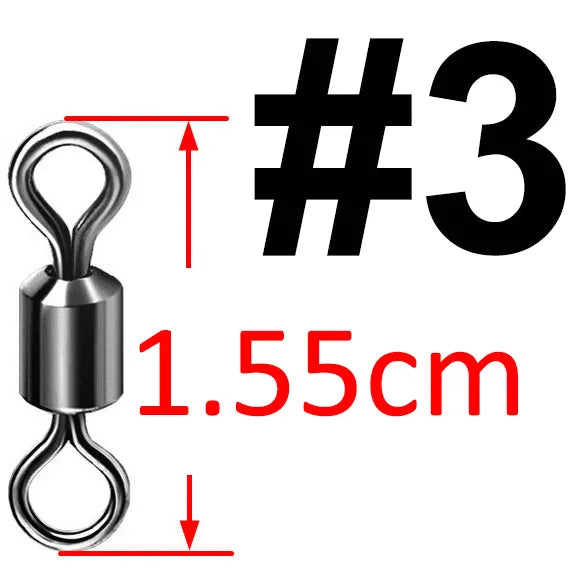 (Pack of 500) Bearing Swivel Fishing Connector Stainless Steel Carp Fishing Accessories Snap Fishhook Lure Solid Ring Swivel Tackle