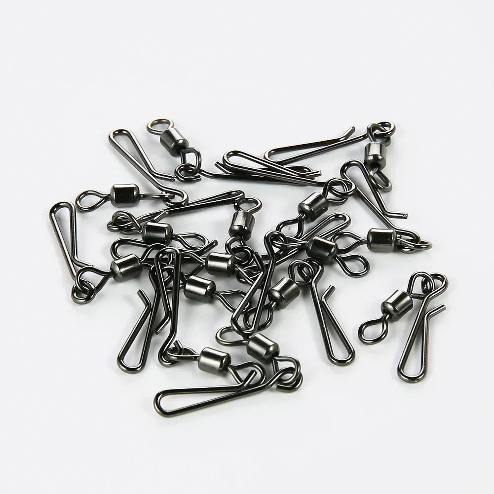 (Pack of 50) Box Rolling Swivel With Hanging Snap Fishing Tackle Fishhooks Lure Line Bait Fishing Connector Carp Solid Rings Swivels