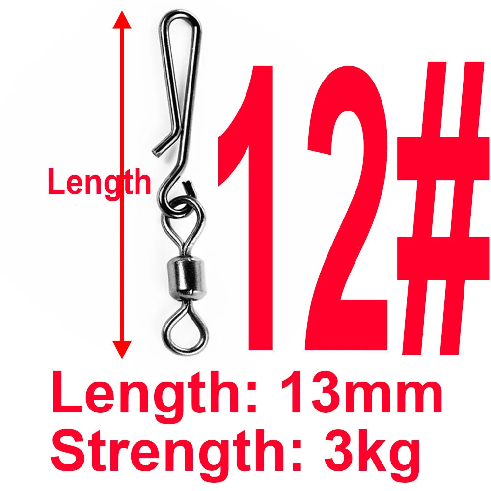 (Pack of 50) Box Rolling Swivel With Hanging Snap Fishing Tackle Fishhooks Lure Line Bait Fishing Connector Carp Solid Rings Swivels