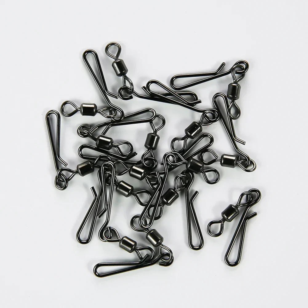 (Pack of 50) Box Rolling Swivel With Hanging Snap Fishing Tackle Fishhooks Lure Line Bait Fishing Connector Carp Solid Rings Swivels