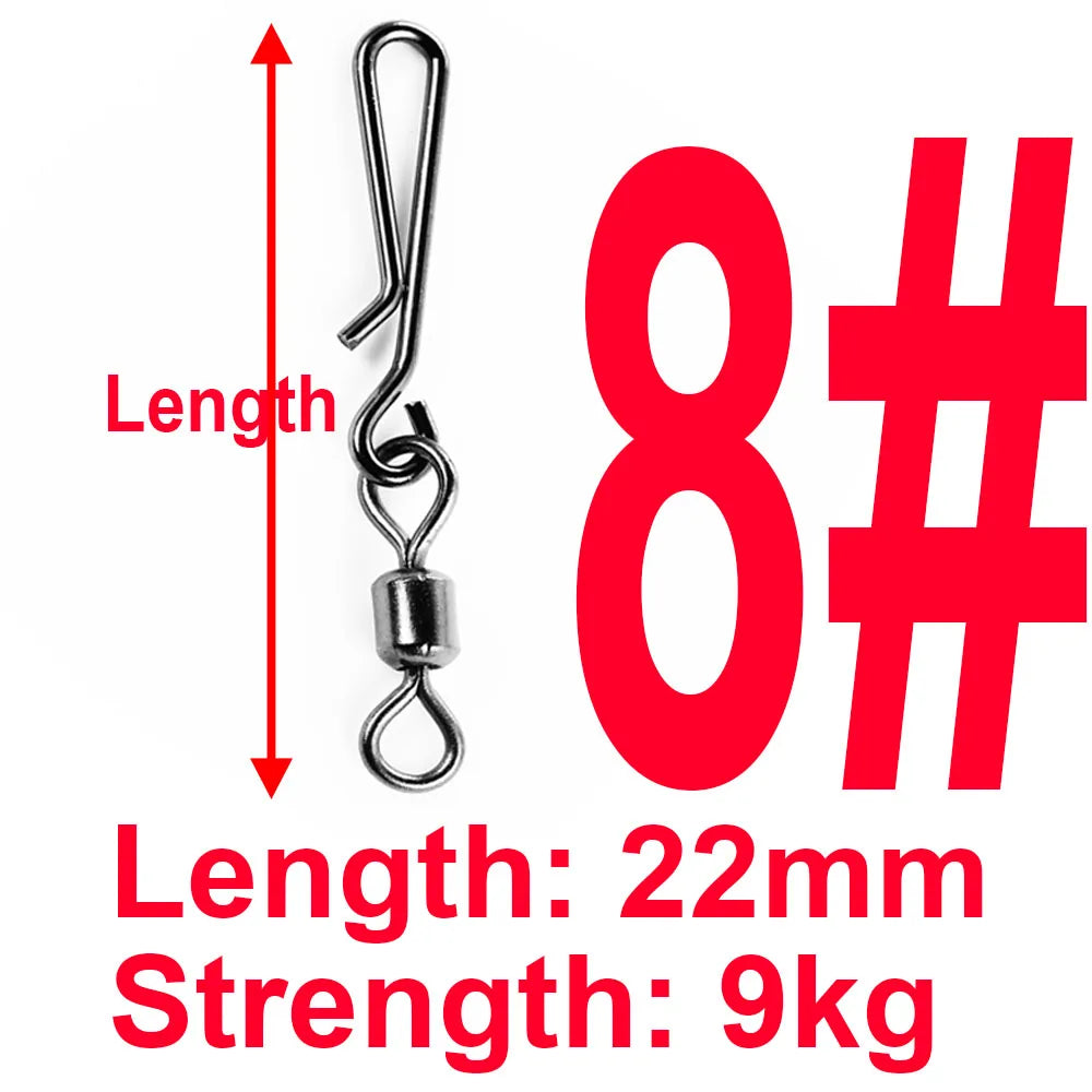 (Pack of 50) Box Rolling Swivel With Hanging Snap Fishing Tackle Fishhooks Lure Line Bait Fishing Connector Carp Solid Rings Swivels