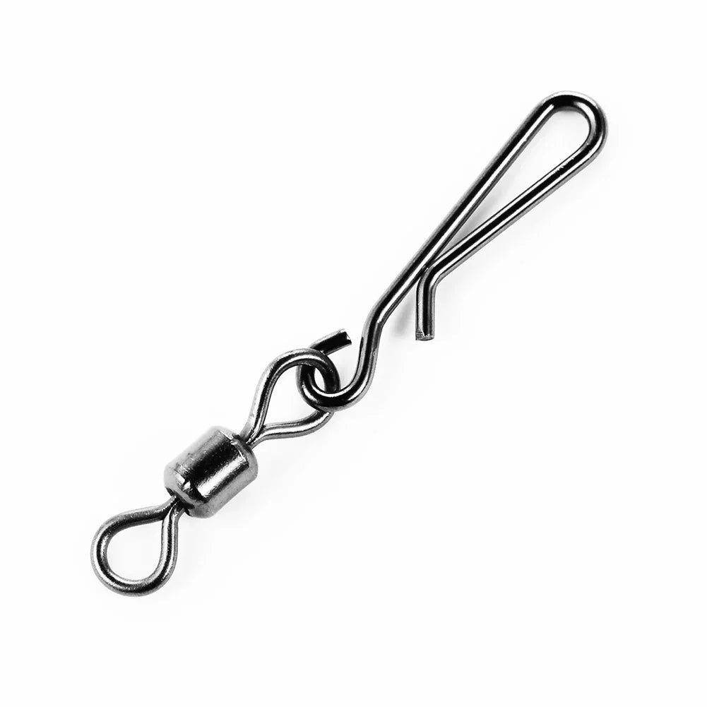 (Pack of 50) Box Rolling Swivel With Hanging Snap Fishing Tackle Fishhooks Lure Line Bait Fishing Connector Carp Solid Rings Swivels