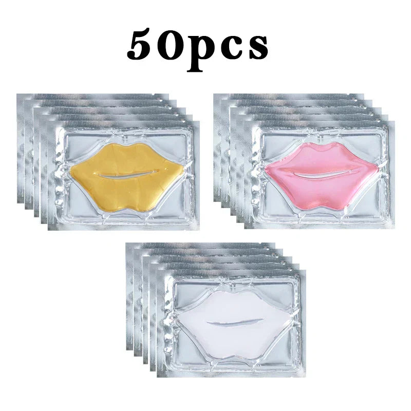 (Pack of 50) Collagen Lip Mask Moisturizing Anti Wrinkle Nourishing Beauty lips Care Labial Moisturizer Lip Patches Gel Pads Skin Care